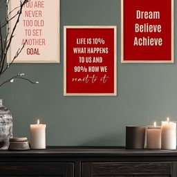 Kotart Brown & Red 3 Pieces Typography Printed Wooden Wall Arts-picture-27