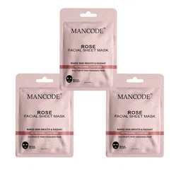 MANCODE Set Of 3  Rose Facial Sheet Mask-25ml Each-42