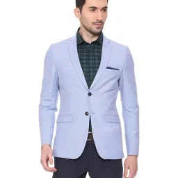 Louis Philippe Sport Sky Blue Cotton Slim Fit Self Pattern Blazer-picture-3