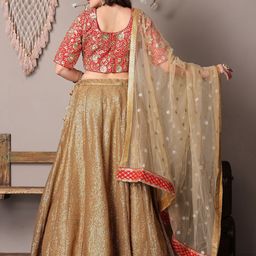 Ethnovog Embellished Sequinned Semi-Stitched Lehenga & Unstitched Blouse With Dupatta image 5