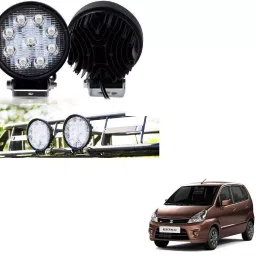 Cartronics Waterproof 9 LED Round Fog Light with Mounting Brackets for Maruti Suzuki Zen Estilo-56