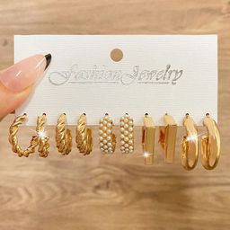 Celestique Set Of 5 Contemporary Korean Hoop Earrings-image-22