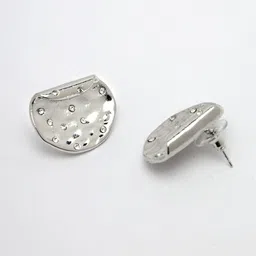 DressBerry Silver-Plated Artificial Stones Textured Quirky Studs image 2
