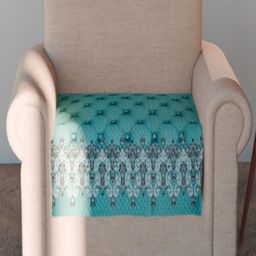 Fashion Throw Turquoise Blue & Grey Printed Velvet 1 Piece Sofa Cover-image-84