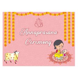 Annaprasana Theme Pink Backdrop - Pink-image-1