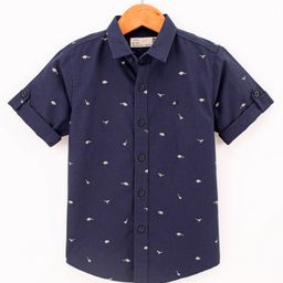 Jash Kids Half Sleeves Shirt Dino Prints - Navy Blue-image-59