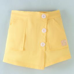 Little Kangaroos Twill Mid Thigh Skorts Faux Button Applique - Yellow-picture-13