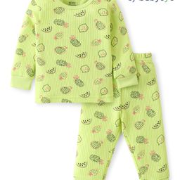 Babyoye Cotton Modal Blend Full Sleeves Thermal Inner Wear Set With Fruits Print - Green-image-80