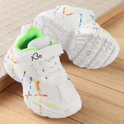 Babyoye Lightweight Laced Up & Velcro Closure Sneakers - White-picture-2
