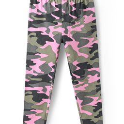 Babyhug Cotton Lycra Knit Full Length Leggings with Camouflage Design - Olive Green-image-75