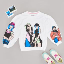 Pantaloons Junior Cotton Full Sleeves Girls Printed Sweatshirt - Bright White-picture-44