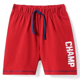 Babyhug Cotton Knit Shorts with Text Print - Red-image-99