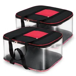 Storite 2 Pack Moisture Proof Big Nylon Transparent Underbed Storage Bag/Stationery Paper/Blankets/Clothes Storage Bag (BlackRed, 57x47x26 cm), Rectangular-picture-7