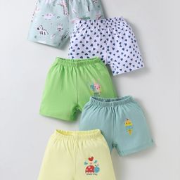 OHMS Single Jersey Knit Above Knee Length Shorts With Animal & Heart Print Pack Of 5 - Multicolour-image-100