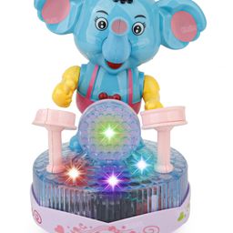 Fiddlerz Elephant Drummer Musical Toy for Kids with Flashing Lights Dynamic Drum Beats and Moving Arms Fun Animal Toy for Boys and Girls Age 3 Years and Above (Blue)-picture-34