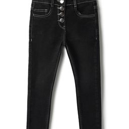 Tales & Stories Lycra Knit Mild Washed Skinny Fit Jeans - Black-picture-26