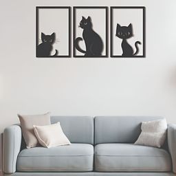CVANU 3Pcs Black Wooden Wall Hangings-picture-7
