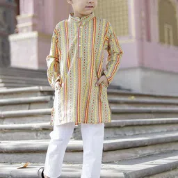 Stuffie Land Boys Printed Pure Cotton Kurta with Pyjamas-81
