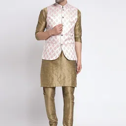 TS LIFESTYLE Men Floral Regular Dupion Silk Kurta with Churidar-image-51