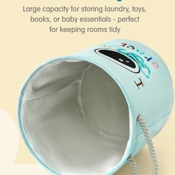 fab n funky Foldable Laundry Bag Astronaut in the Space Print - Light Blue image 4