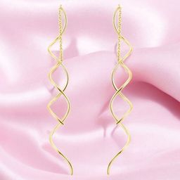 Nilu's Collection Gold-Plated Contemporary Cubic Zirconia Half Hoop Earrings-37