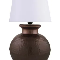 Homesake Copper Antique Hammered Pitcher Table Lamp with White Drum Shade (Bulb Included) - Set of 1 image 3