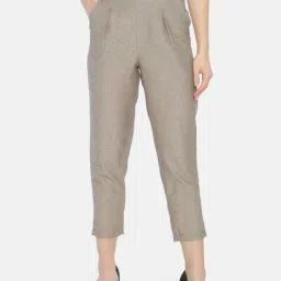 ISU Beige Textured Trousers-picture-31