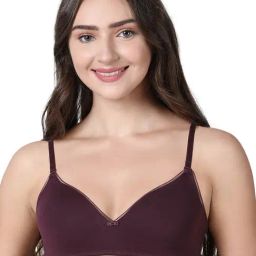 Enamor A028 Lightweight V-Neck Cotton T-shirt Bra -Padded Wirefree Medium Coverage- Grapewine-picture-4