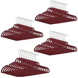 Kuber Industries 40Pcs Maroon & Grey Velvet Cloth Hangers-38