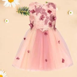 Cutecumber Kids Cream & Pink Applique Dress-image-80