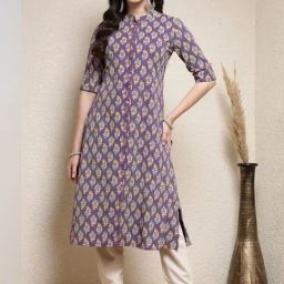 Stylum Purple Floral Print A-Line Kurta-picture-41