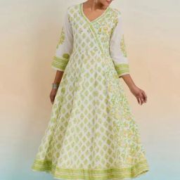 Ganga Grace Green Floral Jaal Butti Angrakha Suit Set-image-62