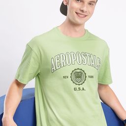 Aeropostale Brand Logo Printed Drop-Shoulder Sleeves Pure Cotton Relaxed Fit T-shirt-image-99