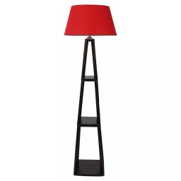 Tucasa SHS-162 Mango Wood Cotton B-22 Floor Lamp 60 Inch (Brown and Red)-image-58