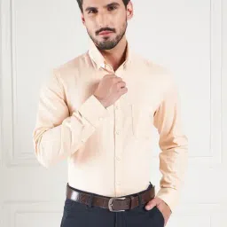 Louis Stitch Orange Cotton Regular Fit Texture Shirt-picture-9