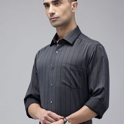 Arrow Manhattan Slim Fit Self Striped Pure Cotton Formal Shirt-image-54