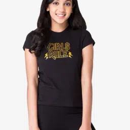 Mode By Red Tape Kids Black Cotton Printed T-Shirt-image-77