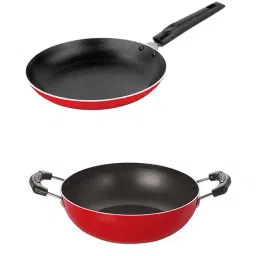 Nirlon Non-Stick Red Aluminium Kadhai & Tapper Pan Combo Cookware Set - (2.6mm)-24