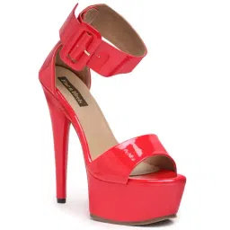Flat N Heels Women's Red Ankle Strap Stilettos-image-13