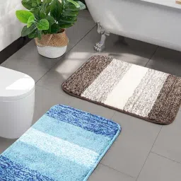 Saral Home Multicolor Polyester 2571 GSM Bath Mats - Set of 2-89