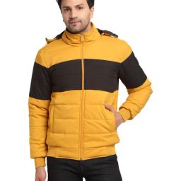 Global Republic Yellow Regular Fit Colour Block Hooded Jacket-image-11