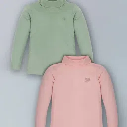 Plum Tree Kids Pink & Green Cotton Relaxed Fit Full Sleeves T-Shirt Set (Pack of 2)-image-60