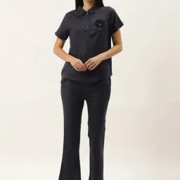 LILL Navy Half Sleeves T-Shirt With Pants-picture-28