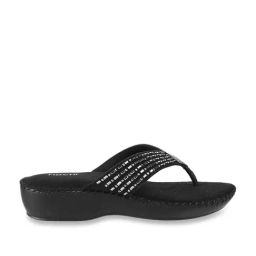 Mochi Women's Black Thong Wedges-image-90