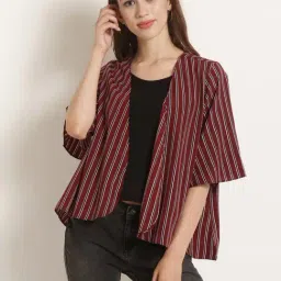 Rare Maroon Striped Shrug-42