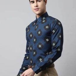 Jainish Blue Cotton Regular Fit Printed Shirts-image-67