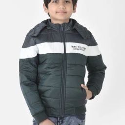 Crimsoune Club Kids Green & White Color Block Full Sleeves Jacket-picture-2