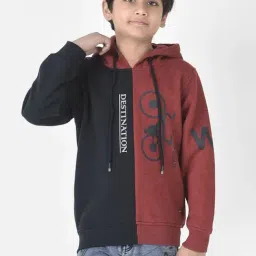 Crimsoune Club Kids Red & Black Color Block Full Sleeves Sweatshirt-picture-12