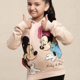 Kidsville Mickey & Friends Printed Pink Hoodie For Girls-image-26