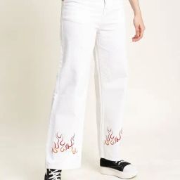 Bene Kleed White Cotton Printed Jeans-picture-31